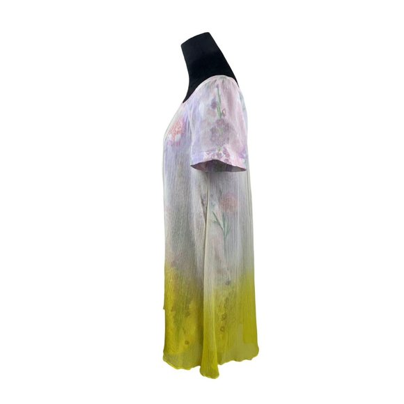 Anthropologie HD in Paris Dipped Chroma Swing Dress 8 Floral Gauze Overlay Ombre - Picture 3 of 11